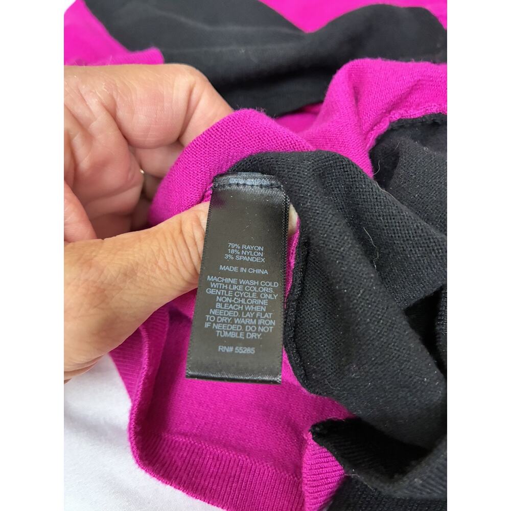 Express Women Size S/P Fuschia Black Long Sleeve Knee Sheath Dress - Picture 8 of 8